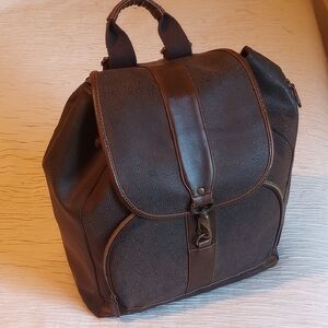 Brown Men's Leather-Style Backpack Bag